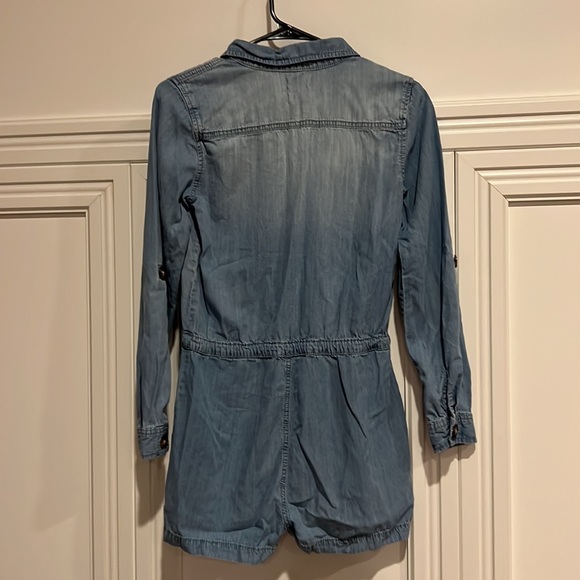 Harper Heritage Chambray Long Sleeve Denim Romper Retro 70s XS - Picture 2 of 4